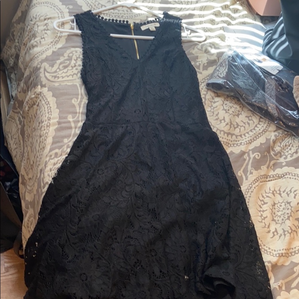 Black floral lace dress